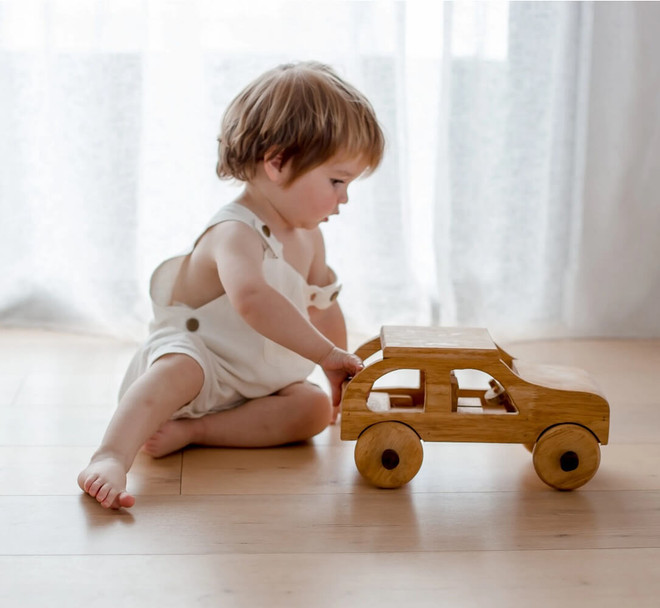 natural wooden toy car