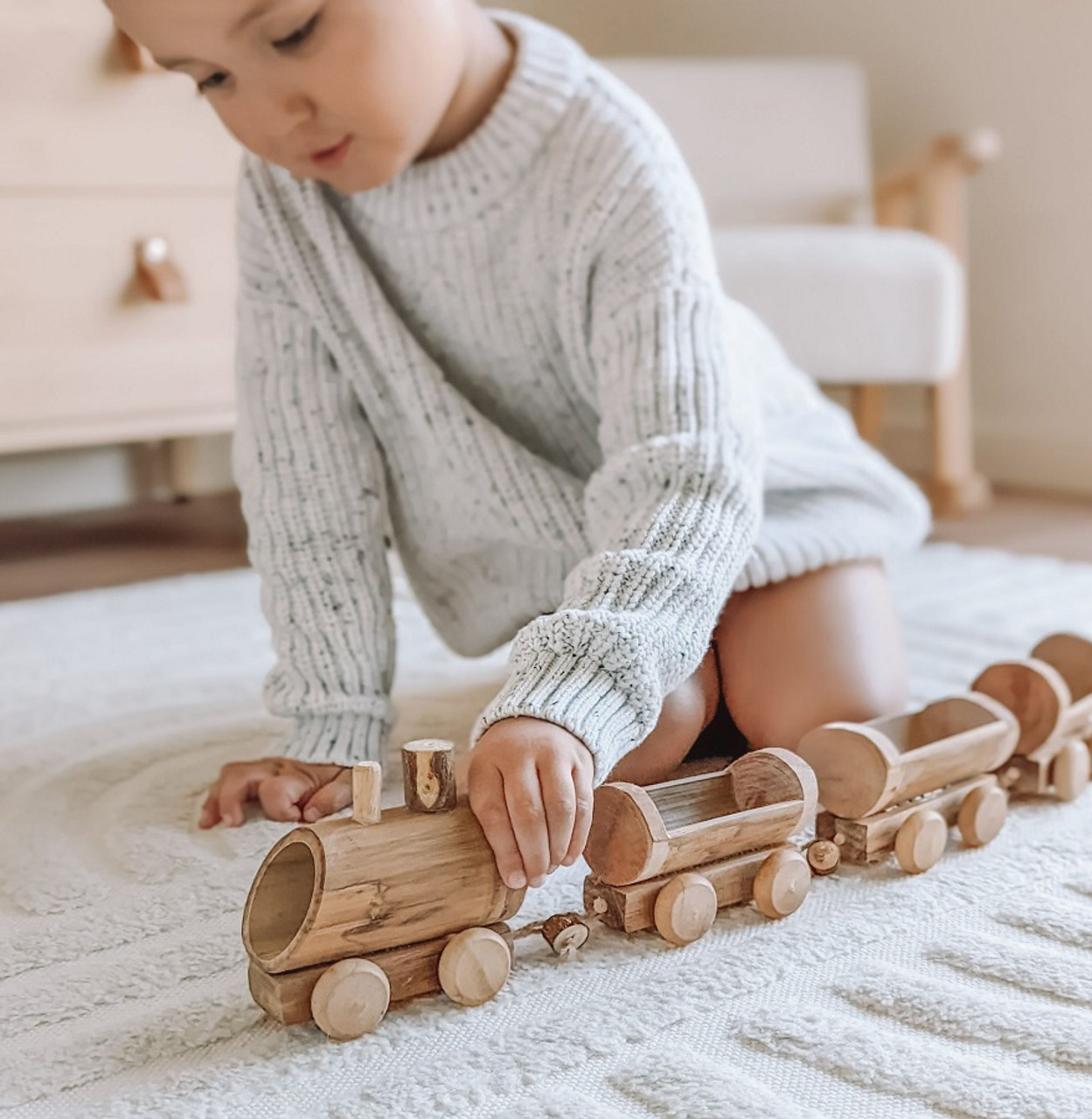 natural wooden toy train