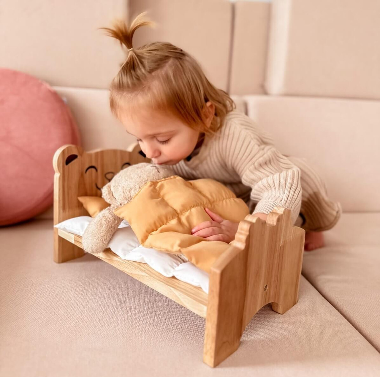 wooden doll bed