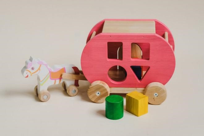 Wooden Shape Sorting Horse Cart